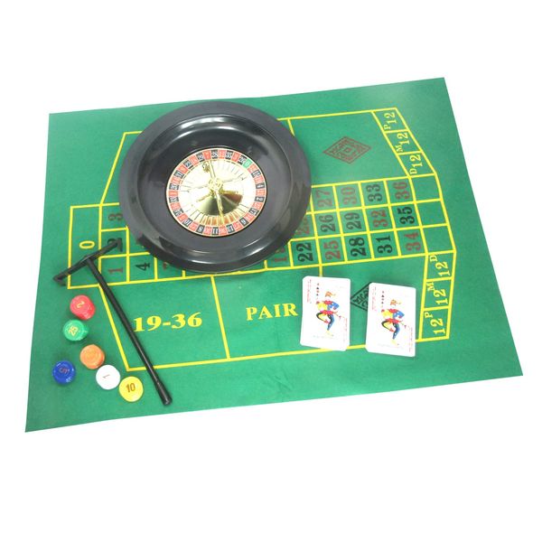 10 Inch Roulette Set Casino Game Kit Contains Plastic Roulette Wheel,Chips,Playing Cards,Felt Layout