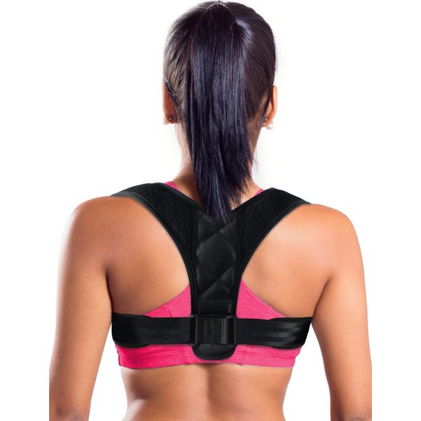 Tomiya Figure 8 Posture Corrector Clavicle Support Brace for Upper Back & Shoulder, Best Brace Help to Improve Posture for Men & Women, Black