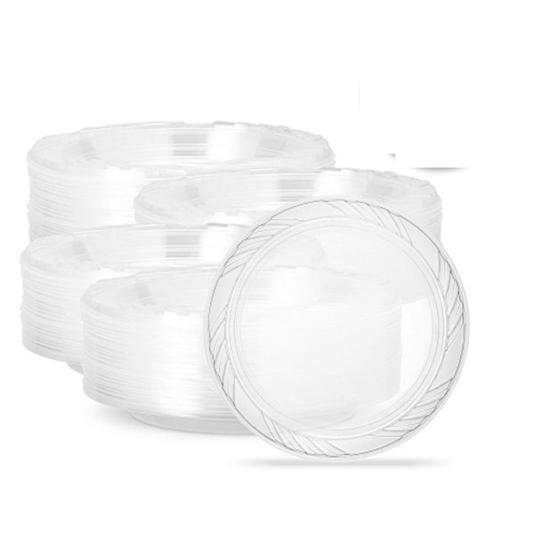 PLASTICPRO 6'' inch Premium Crystal Clear Disposable Plastic Dessert Size Party Plate Pack of 160