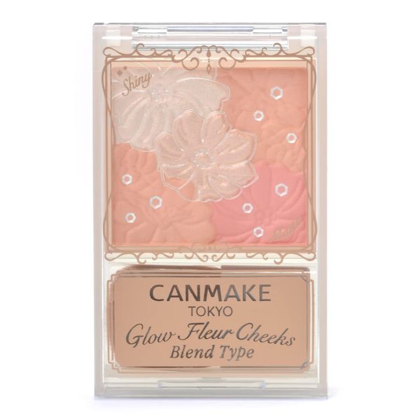 Canmake Glow Fleur Cheeks Blush (Blend Type) B01 Cotton Coral Cheek Highlight Transparent Mat