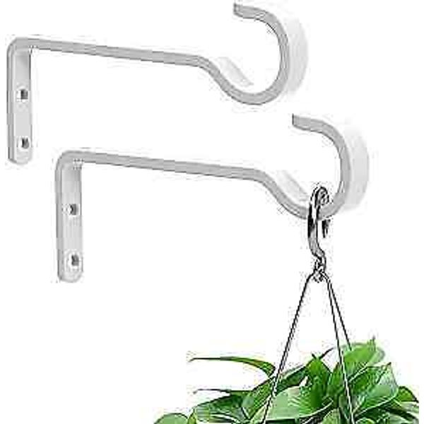 2 Pack Heavy Duty Outdoor Plant Hangers for Hanging Baskets, Iron 6 Inch White