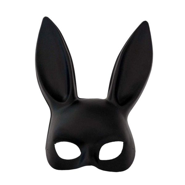 Dzrige Halloween Bunny Mask,Rabbit Ears Mask Bunny Half Mask for Birthday Easter Halloween Masquerade Cosplay Party Costume Accessory (Matte Black)