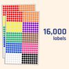 16000 Pack - 8mm Coloured Dot Stickers Sticky Labels - 10 Colours
