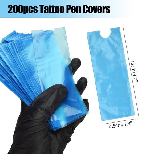 BAMTTOO 200pcs Tattoo Pen Machine Covers Disposable Cartridge Tattoo Machine Covers 1.77''x4.72" Tattoo Pen Bags for Tattoo Supplies Tattoo Machine Gun Accessories (200pcs Pen Bags)