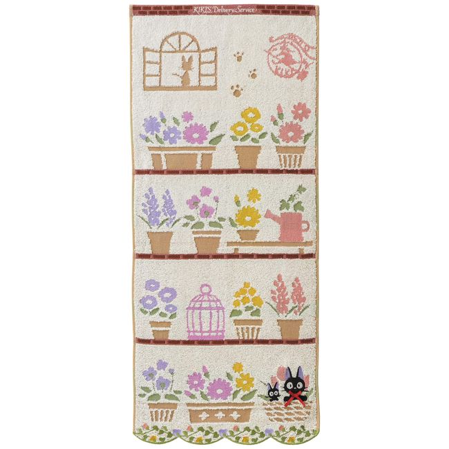 Marushin 1005036300 Face Towel, Ghibli, Kiki's Delivery Service, 13.4 x 31.5 inches (34 x 80 cm), Favorite Flowers, 100% Cotton