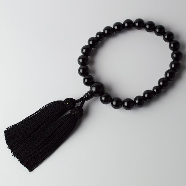 Sato Funeral Ebony (Glossy) 22 Beads, Men's, Can be Used in All Sects, Made in Kyoto, Includes Portable Pouch, Prayer Beads Sleep Case Included, 1 Year Rosary Repair Guarantee