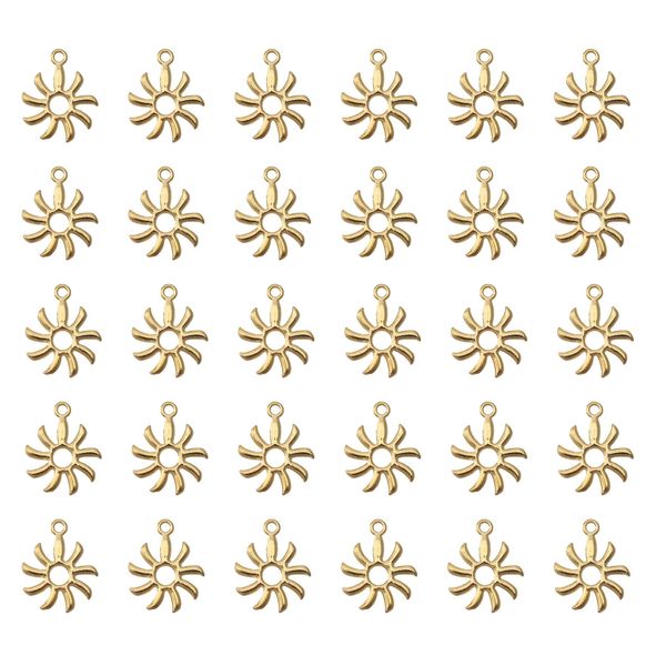 Ruwado 50 Pcs Hollow Sun Charms 1.8 x 1.5 cm Cute Chic Metal Pendants for DIY Jewelry Making Kit Finding Christmas Decoration Bracelet Necklace Thanksgiving Gift Supplies (Gold)