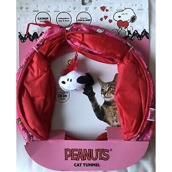 Peanuts~Snoopy Pet Cat Tunnel~Toy Collapsible Tunnel~Valentine’s Pink~FAST SHIP.