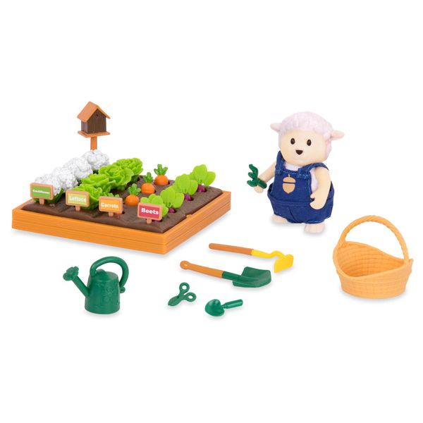 Li’l Woodzeez – 31 Pcs Garden Playset – Pretend Play Gardening Tools & Accessories – Sheep Figure Included – Doll Playset for Kids 3 Years +