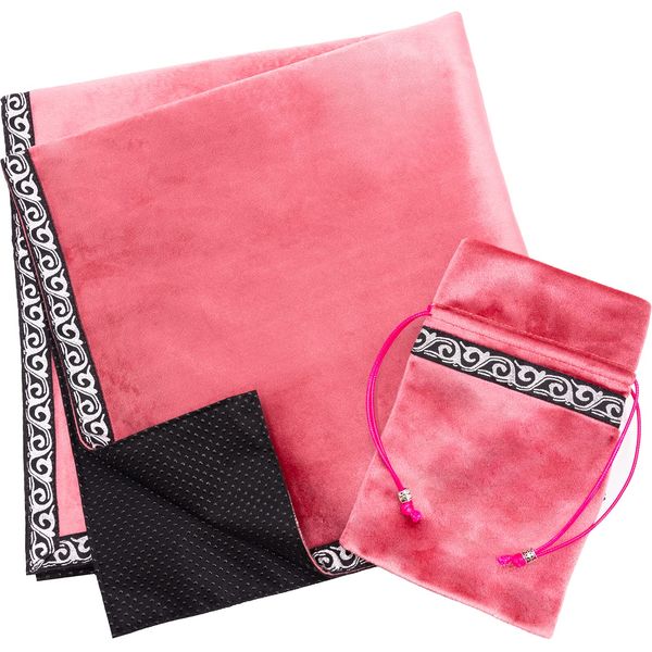 MARDUK Tarot Cloth with Anti-Slip Velvet Tarot Card Oracle Card Cute 25.6 x 25.6 inches (65 x 65 cm) (Pink)