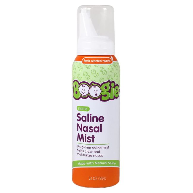 Boogie Baby Saline Nasal Spray Mist, Allergy Relief, Nasal Decongestant, Made with Saline, Fresh Scent, 3.1 Ounce