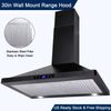 30 inch Wall Mount Range Hood Kitchen Black Stainless Steel 3-Speed Touch Panel