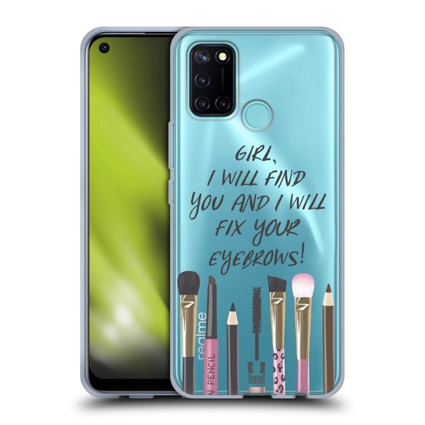 Head Case Designs Eyebrow Quote Makeup Obsession Soft Gel Case Compatible With Realme 7i / C17