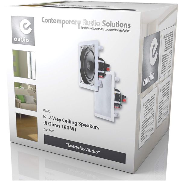 e-audio White Square Ceiling Speakers With Tweeter 180W