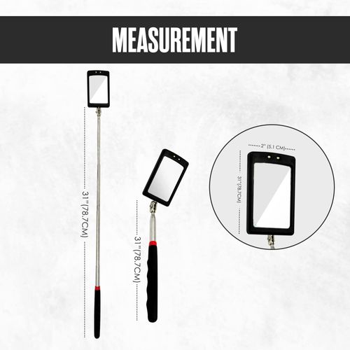 Houseables Inspection Mirror, Telescoping Mirror, Mechanic, Extendable, On A Stick, Retractable, Telescope, Telescopic, Welding, with Light, Automotive, Small, Machine Tool, Extended, Angled, Lighted