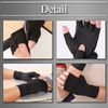 BUZZxSELECTION GB012 Men's Fingerless Gloves, Half Leather, Compression, PC PC Supporter (01 Black, M)