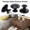 TsunNee 24PCS Vintage Cabinet Knobs, Chic Drawer Knobs, Antique Style Kitchen Cupboard Handles, 30mm Round Furniture Door Knobs, Black