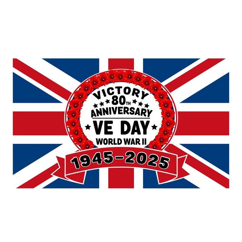 1Pcs Ve Day 80th Anniversary Flag 2025 5ft x 3ft,VE Day 80th ...