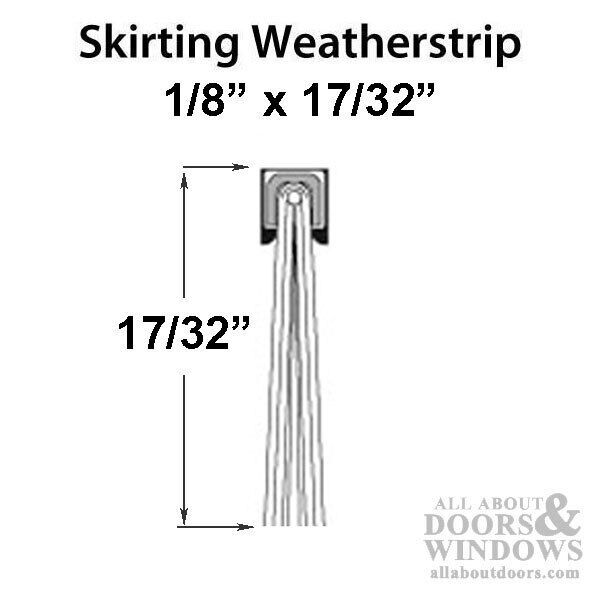 Skirting Weatherstrip For Commercial Doors .530 Inches tall Square Housing