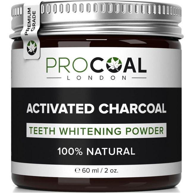Activated Charcoal Teeth Whitening Powder by Procoal - 100% Natural Charcoal Teeth Whitening Toothpaste, Enamel-Safe, No Additives, No Fillers, No Artificial Flavour, Made in The UK