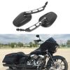 Black CNC Motorcycle Mirrors For Harley Davidson Softail Electra Glide Touring