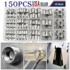 150Pcs RIVET NUT Flat Head Threaded Insert Stainless Steel Nutsert Set Kit