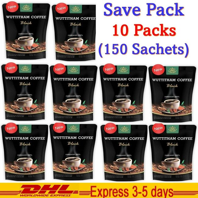 10x Wuttitham Instant Black Coffee 32In1 Health Young Man Unisex Healthy Care