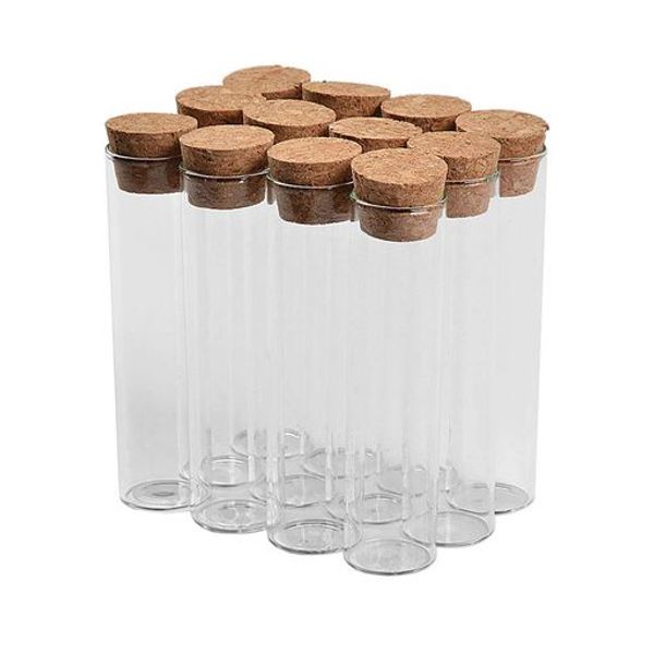 0.74oz Clear Glass Test Tubes Flat Test Tubes with Wooden Stoppers - 22 x 90mm - [Bulk Set of 24]