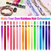 22 PCS Rainbow Colored Hair Extensions Clip In for Girls 22 Inch Colorful Straight Extensions for Party Highlights Accessories Hair Pieces for Women