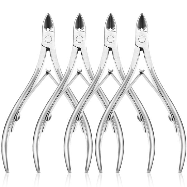 4 Packs Cuticle Nippers Stainless Steel Cuticle Trimmer Cutter Dead Skin Remover Scissors Pedicure Manicure Tools for Fingernails and Toenails