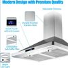 30" Wall Mount Range Hood 760 CFM Touch Control LED Light Stainless Steel Filter