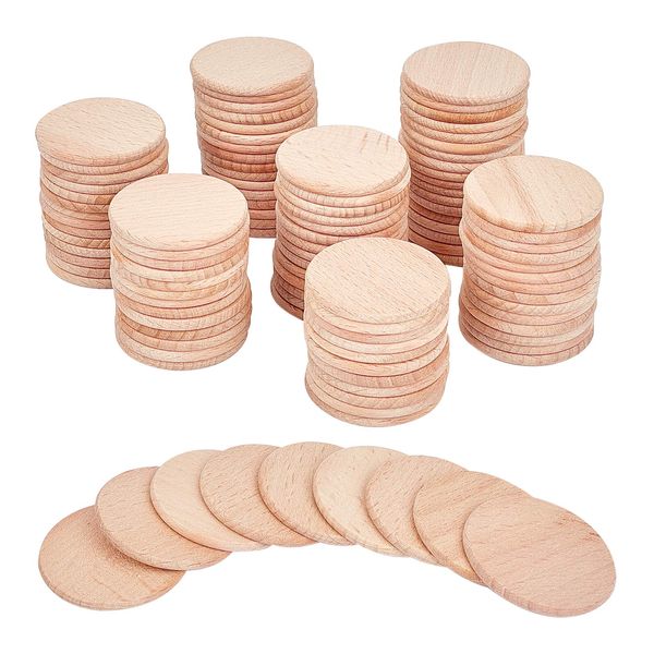 NBEADS 100 Pcs Beech Wooden Pieces, 3.8cm Unfinished Wood Circles Round Slices Wooden Cutouts Ornaments for DIY Crafts Painting Wedding and Home Decoration