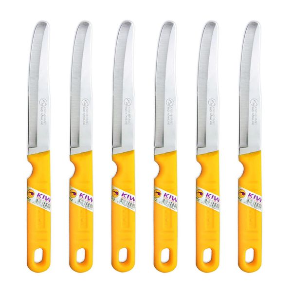 Kiwi SET 512 6 piece Fruit Knives,Silver and Yellow