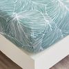 Jemiipee King Fitted Sheet Light Green Tropical Leaves Pattern, 30 cm Deep Pocket, Soft Microfiber Botanical Fitted Bed Sheets