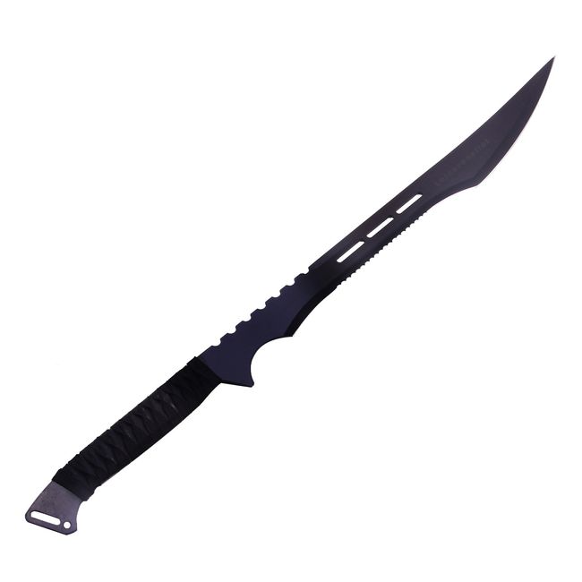 Lotsaveoutlet 27" Full Tang Tactical Combat Ninja Sword Machete Katana Black + Nylon Sheath Survival Hunting Fixed Blade Sword Machete Kukri + Shoulder Case
