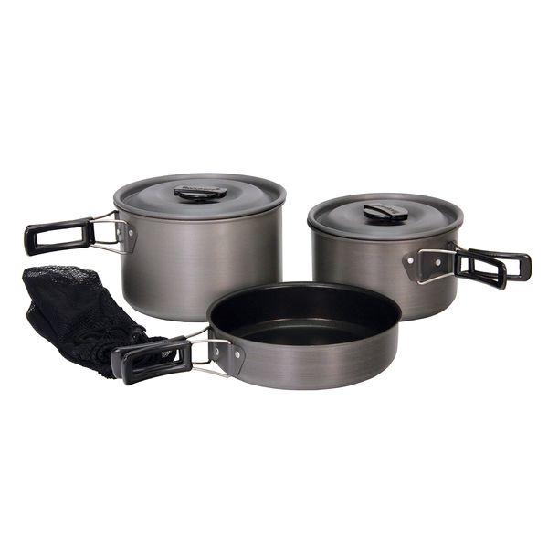 Texsport Black Ice The Scouter 5 pc Hard Anodized Camping Cookware Outdoor Cook Set with Storage Bag , Small