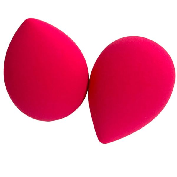 BWOW Beauty Blender Sponge Set: 2pcs Premium Applicators. Latex-free, Hypoallergenic, for Flawless Cream and Powder Makeup. Damp or Dry use, Super Soft, High Density, Versatile, Wild Red Colour.