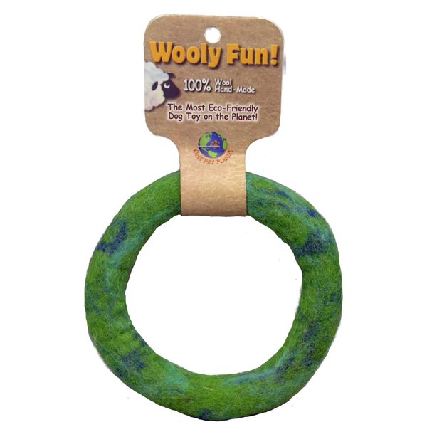 One Pet Planet Wool Dog Toy, 5-Inch, Green