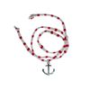 Miniblings Anchor Rope Necklace Strap Red White Adjustable Silver