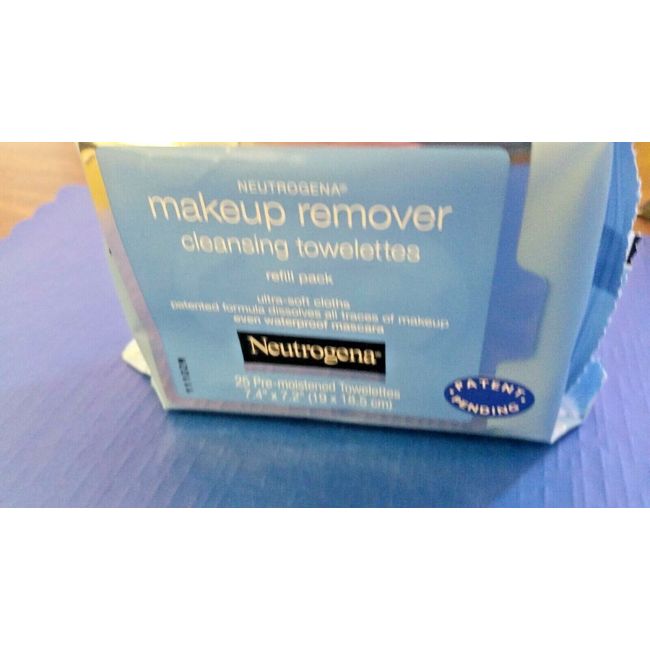 (25 TOWELETTES) MAKE UP REMOVER FACE/EYE  7.4" x 7.2"  ULTRA SOFT NEUTROGENA