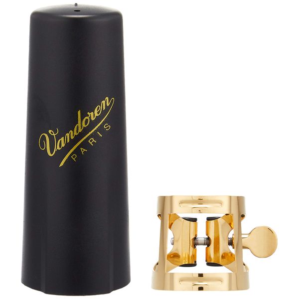 Vandoren LC57DP M/O Ligature and Plastic Cap for Alto Saxophone; Gilded Finish