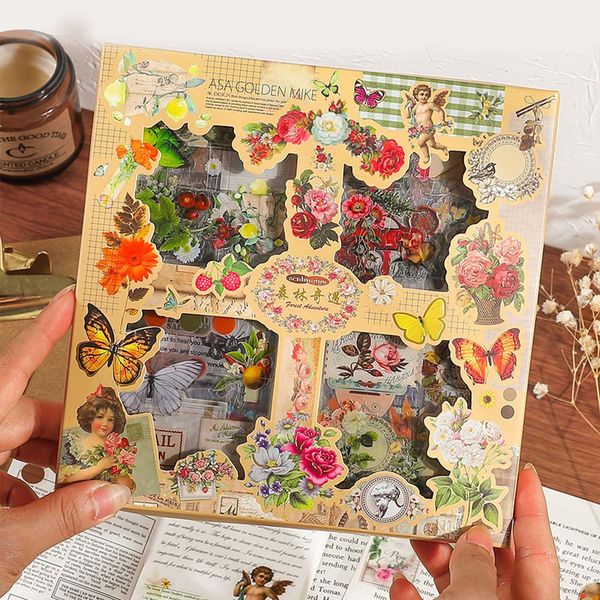 510 Stück Scrapbooking Sticker, PET Dekorative Aufkleber, Vintage Sticker Transparent Rahmen und Pflanzen Journal Sticker, Mini Größe Pilze, Beeren, Pflanzen, für DIY Fotoalben, Laptops