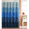 Waterfall Ruffle Fabric Shower Curtain MULTI - COLOR BLUE