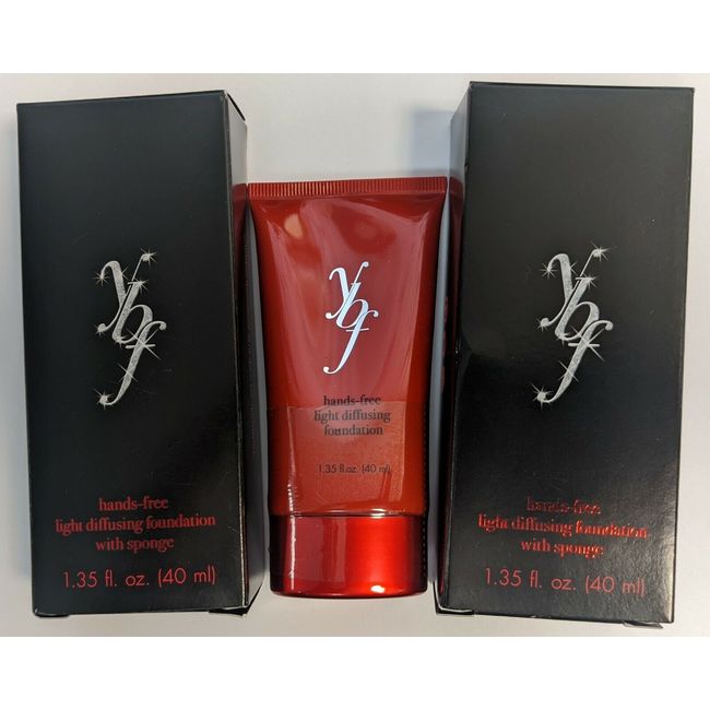 LOT OF 2 - YBF HANDS-FREE LIGHT DIFFUSING FOUNDATION SHADE: DARK 1.35 FL OZ NIB