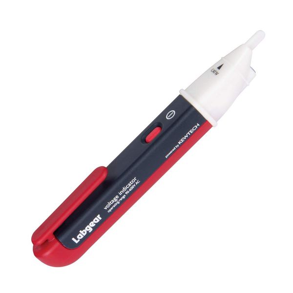 Labgear Voltage Detector Electrical Tester Pen 2-in-1 with LED Torch and Audible Tone Non Contact Power Cable Testing, Red