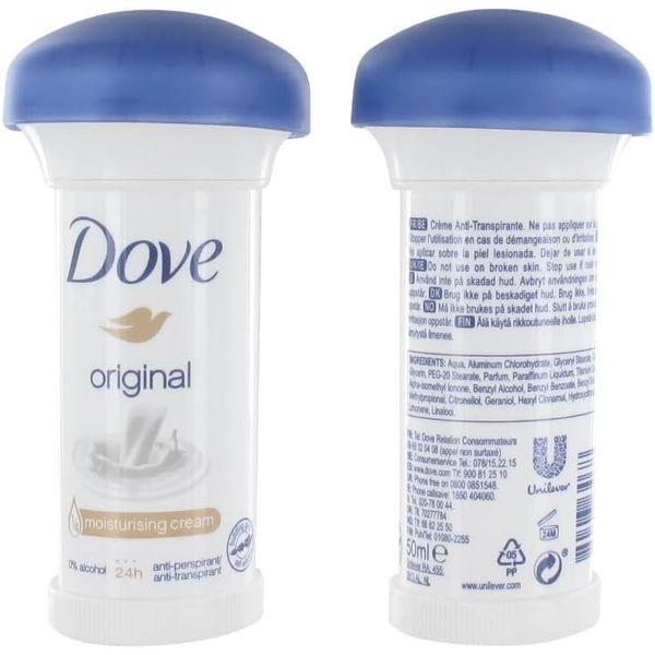 Dove Antiperspirant Deodorant Cream Bundle - Womens Deodorant Stick 24h Moisturising Cream Pack of 3 x 50ml with Topline Card. Skin-Friendly Original Dove Deodorant for Women.