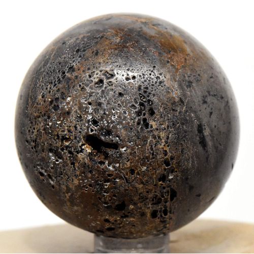 HQRP-Crystal 47mm 110g Dinosaur Fossil Bone w/Lot of Natural Caverns Sphere Polished SW UV Reactive Fossilized Gemstone Collectible Decor Mineral Specimen Ball - Madagascar + Stand