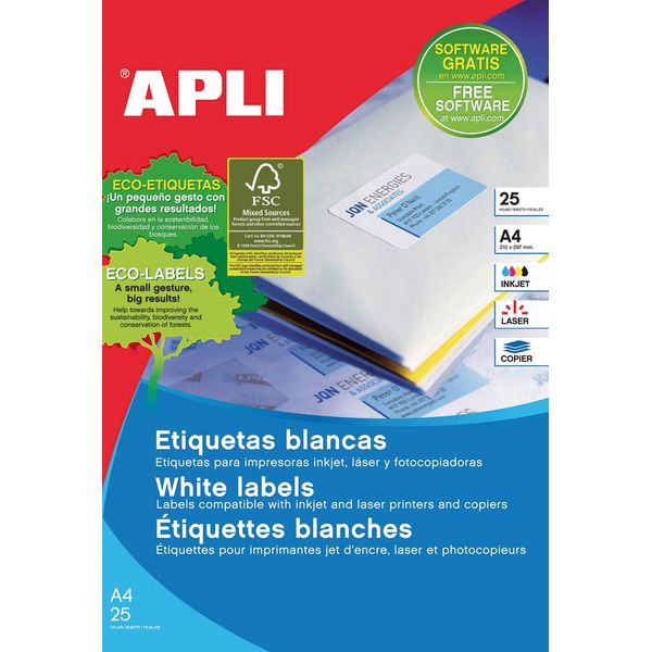 APLI 1213 Permanent Labels 97.0 x 42.4 mm - 25 Sheets