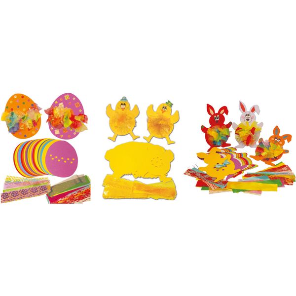 Springboard Easter Activity Pack - Pre-Cut Easter Activities for Children with Coloured Card and Fabrics to Make Tactile Rabbit, Chick & Egg Shapes and Develop Creativity - 30 Pack