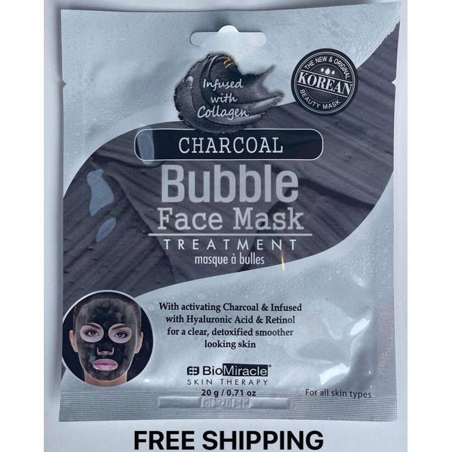 KOREAN CHARCOAL BUBBLE FACE MASK INFUSED WITH COLLAGEN